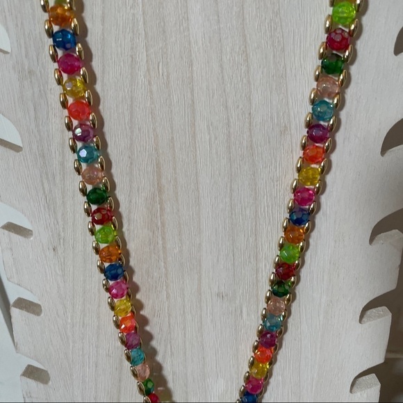 STATEMENT fringe necklace fun multi colored with gold accent - Picture 6 of 8